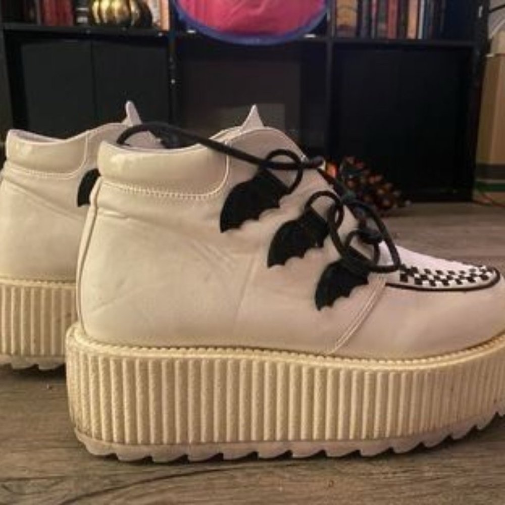 White 'Stange Cvlt' Platform Shoes